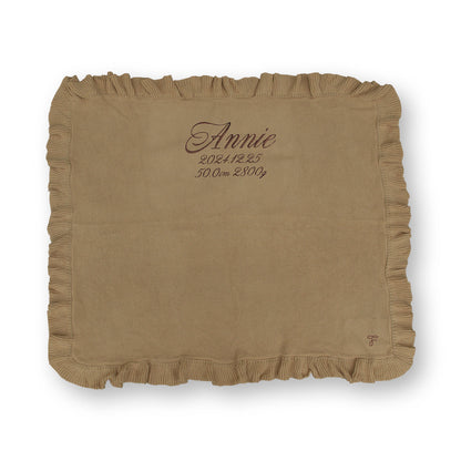 刺繍のフリルブランケット